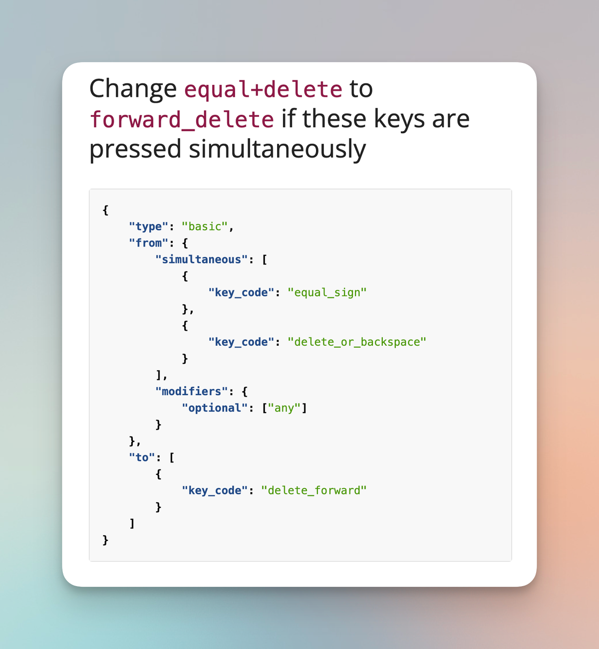 Script om van de = en de backspace een deleteknop te maken